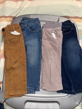 4 pairs of 18m pants Corduroy and Denim Bottoms - Brown, Blue, Taupe, Dark Blue